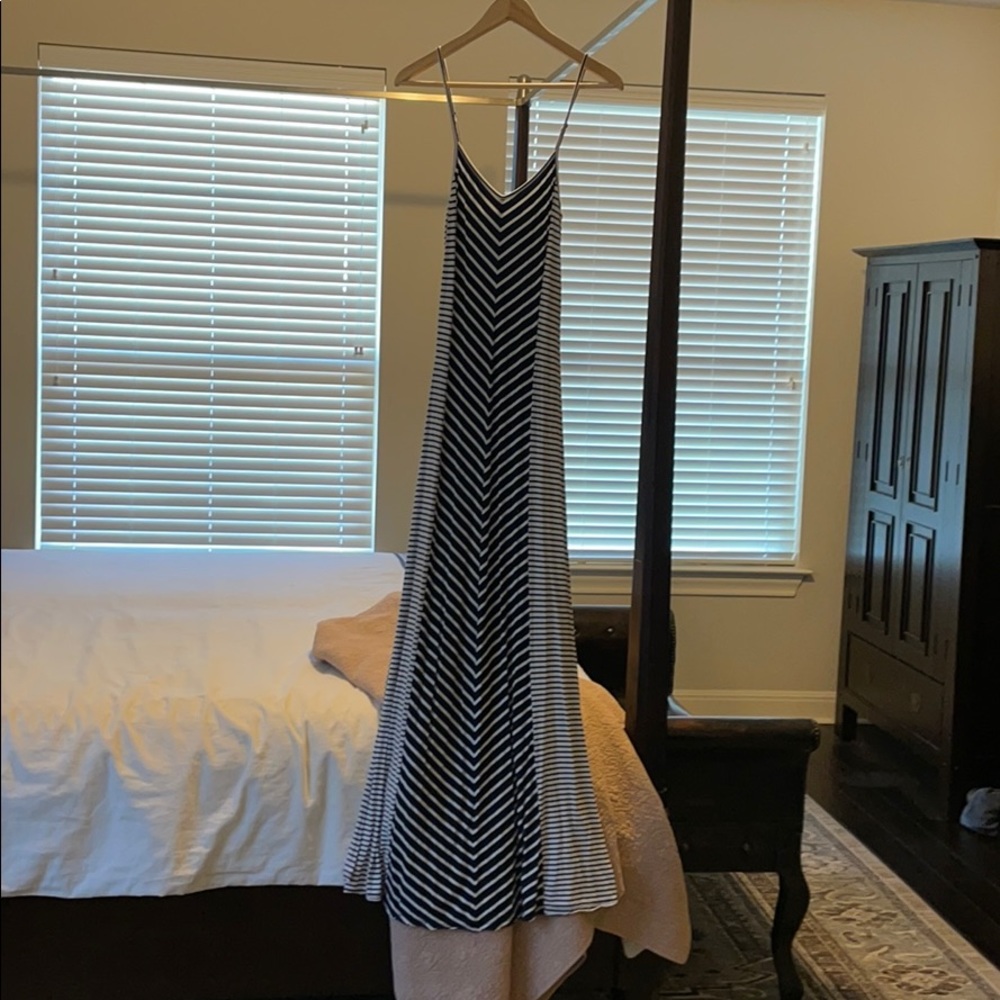 Navy striped maxi dress